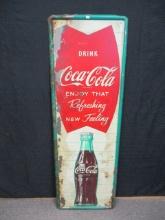 Early Coca-Cola Vertical Fish Tail Advertising Sign