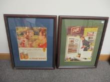 Pair of Framed Advertising Pieces-Schlitz-Phillip Morris