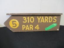 Vintage Two-Way Golf Course Yardage Marker Sign