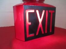 Embossed Three Way Exit Red Glass Globe