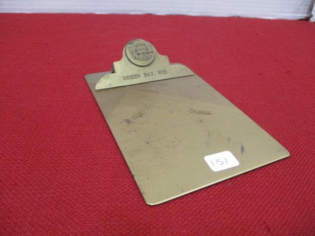 Wisconsin Wholesalers Green Bay, WI Original Brass Clipboard