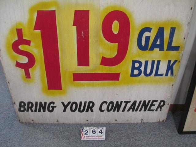 Early $1.19 per Gallon Hand Painted Advertising Sign