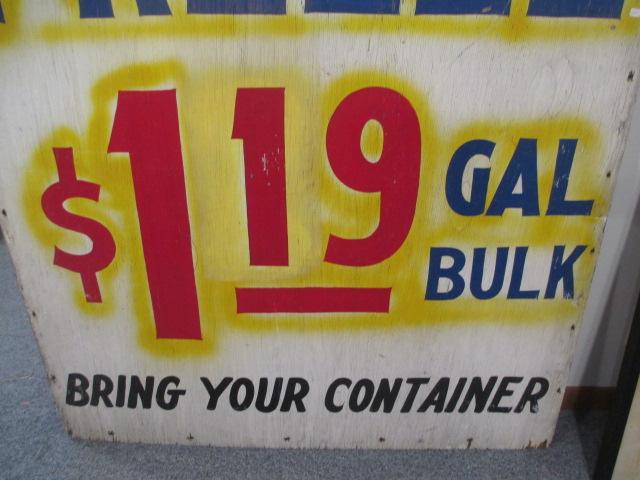 Early $1.19 per Gallon Hand Painted Advertising Sign