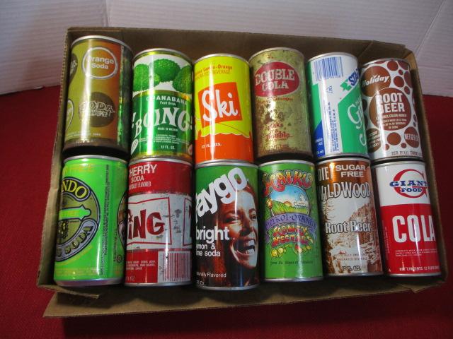 Mixed Advertising Soda/Pop Flat Top Cans-Lot of 12