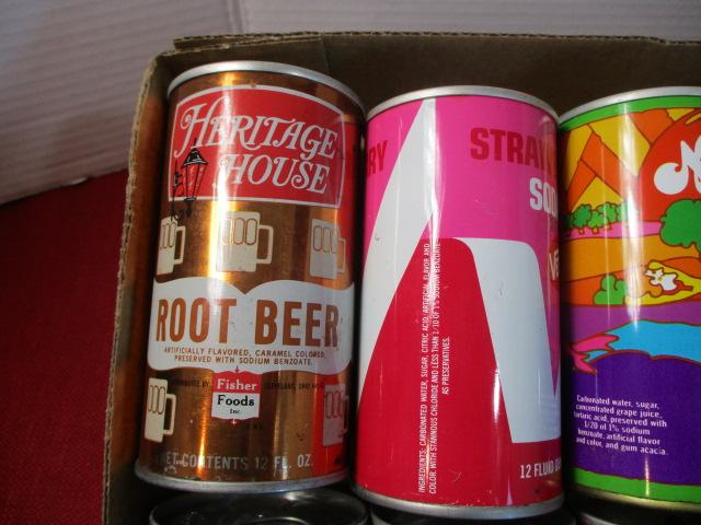 Mixed Advertising Soda/Pop Flat Top Cans-Lot of 12