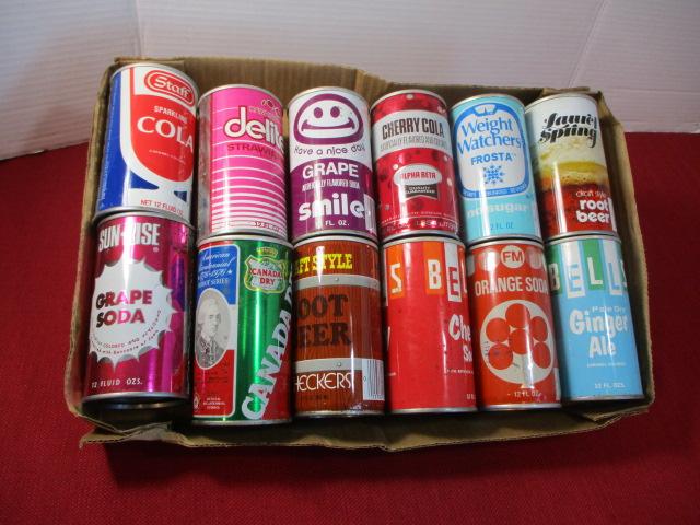 Mixed Advertising Soda/Pop Flat Top Cans-Lot of 12