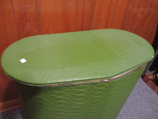 Vintage Avocado Green Laundry Hamper