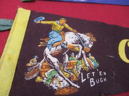 Pair of Western Themed Saddle Bronc Rider Pennants