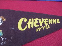 Pair of Western Themed Saddle Bronc Rider Pennants