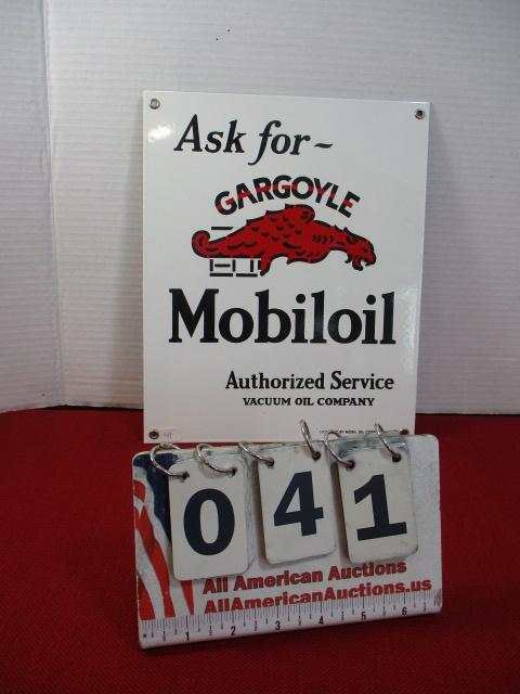 Mobiloil Gargoyle Porcelain Enameled Advertising Sign