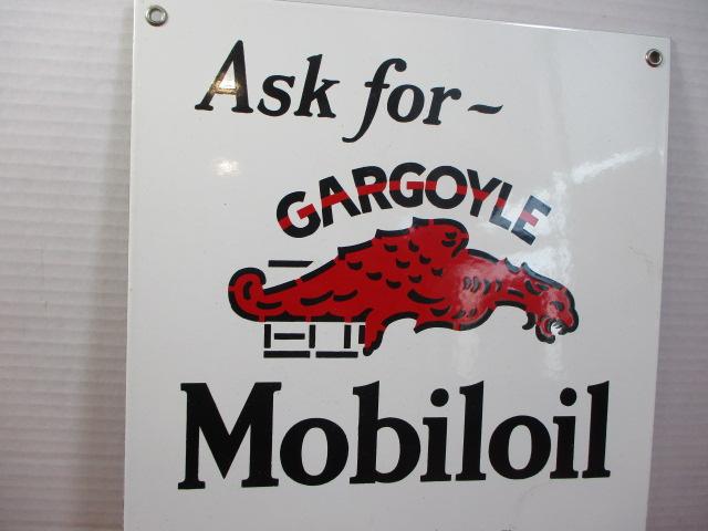 Mobiloil Gargoyle Porcelain Enameled Advertising Sign