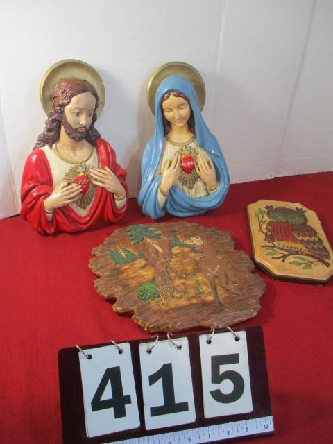 Chalkware Wall Plaques-Lot of 4