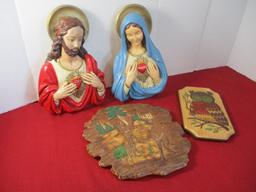 Chalkware Wall Plaques-Lot of 4