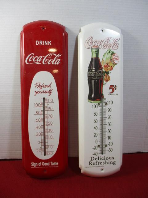 Pair of Coca-Cola Advertising Thermometers-A