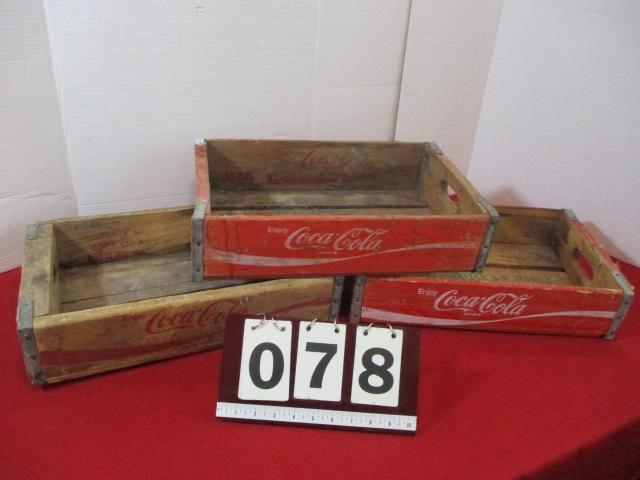 Wooden Coca-Cola Advertising Crates-Lot of 3