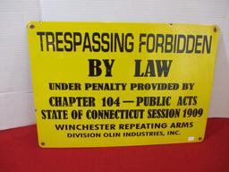 Winchester Repeating Arms "No Trespassing" Porcelain Sign