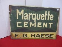 Marquette Cement Original Embossed Advertising Sign
