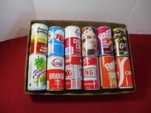 Mixed Advertising Soda/Pop Flat Top Cans-Lot of 12