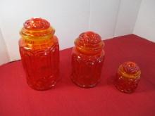 3-Piece 1970's Orange Canister set