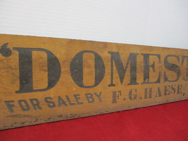 Early Hand Painted "Domestic" Sewing Machines Advertising Sign