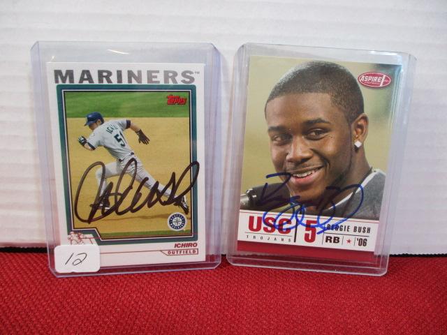 Ichiro and Reggie Bush Autographed Trading Cards