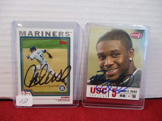 Ichiro and Reggie Bush Autographed Trading Cards