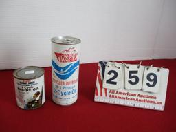Pair of Two Cycle Engine Advertising Cans