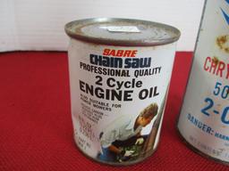 Pair of Two Cycle Engine Advertising Cans