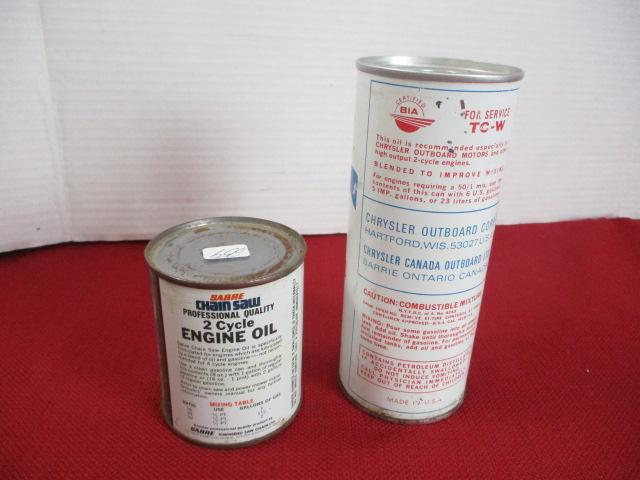 Pair of Two Cycle Engine Advertising Cans