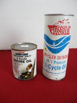 Pair of Two Cycle Engine Advertising Cans