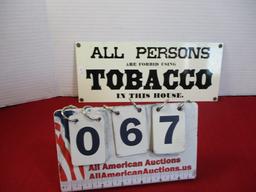 "All Persons Are Forbidden From Tobacco Use" Porcelain Advertising Sign