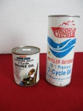 Pair of Two Cycle Engine Advertising Cans