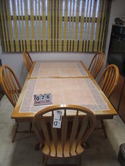 Ceramic Inlay Farmhouse Kitchen Table w/ 6 Chairs