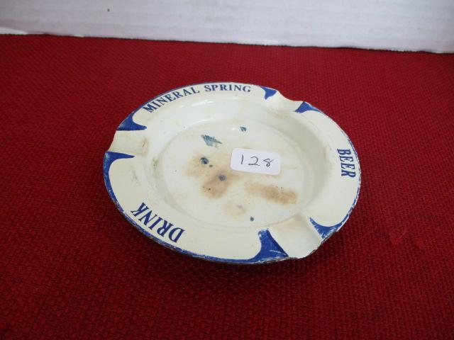 Mineral Spring Beer Porcelain Advertising Ash Tray