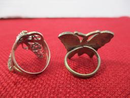 Sterling Silver Butterfly Figural Rings