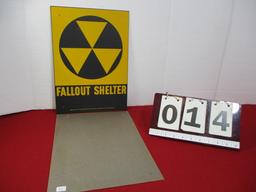 1950's Department of Defense Reflective Metal "Fallout Shelter" Metal Sign-A