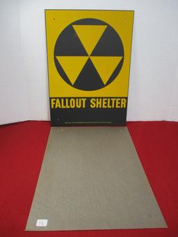 1950's Department of Defense Reflective Metal "Fallout Shelter" Metal Sign-A