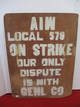 LOCAL ITEM-Gehl Co. Vintage Strike Sign