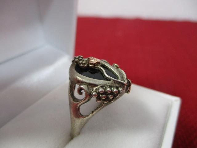 Sterling Silver with 12K Black Hills Gold and Onyx Ring