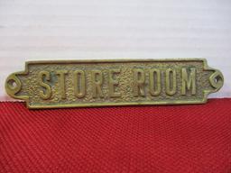 Solid Brass Vintage "Store Room" Sign