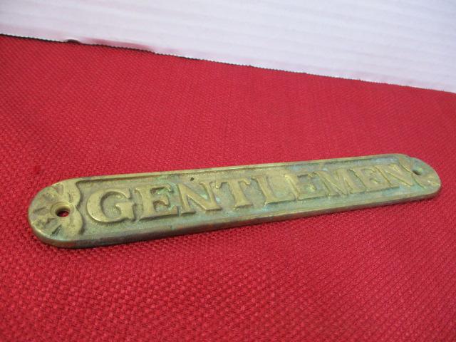 Solid Brass Vintage "Gentlemen" Sign