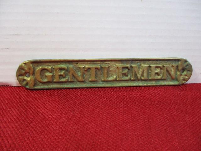 Solid Brass Vintage "Gentlemen" Sign