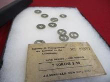 Janesville Bus Co. Vintage Transportation Tokens