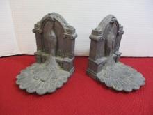 Victorian Pot Metal Peacock Bookends