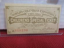 1893 World's Fair Children's Special Ticket