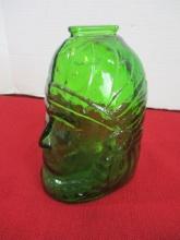 1982 Indian Chief Head Green Glass Coin Bank
