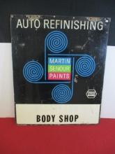 Martin Senour Paints 2-Sided Original Body Shop Advertising Sign