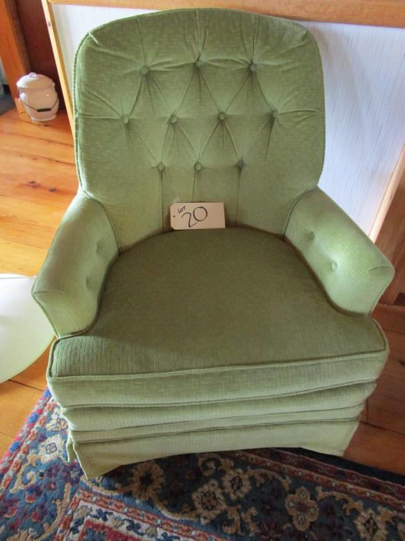 Pair of chartreuse upholstered chairs -