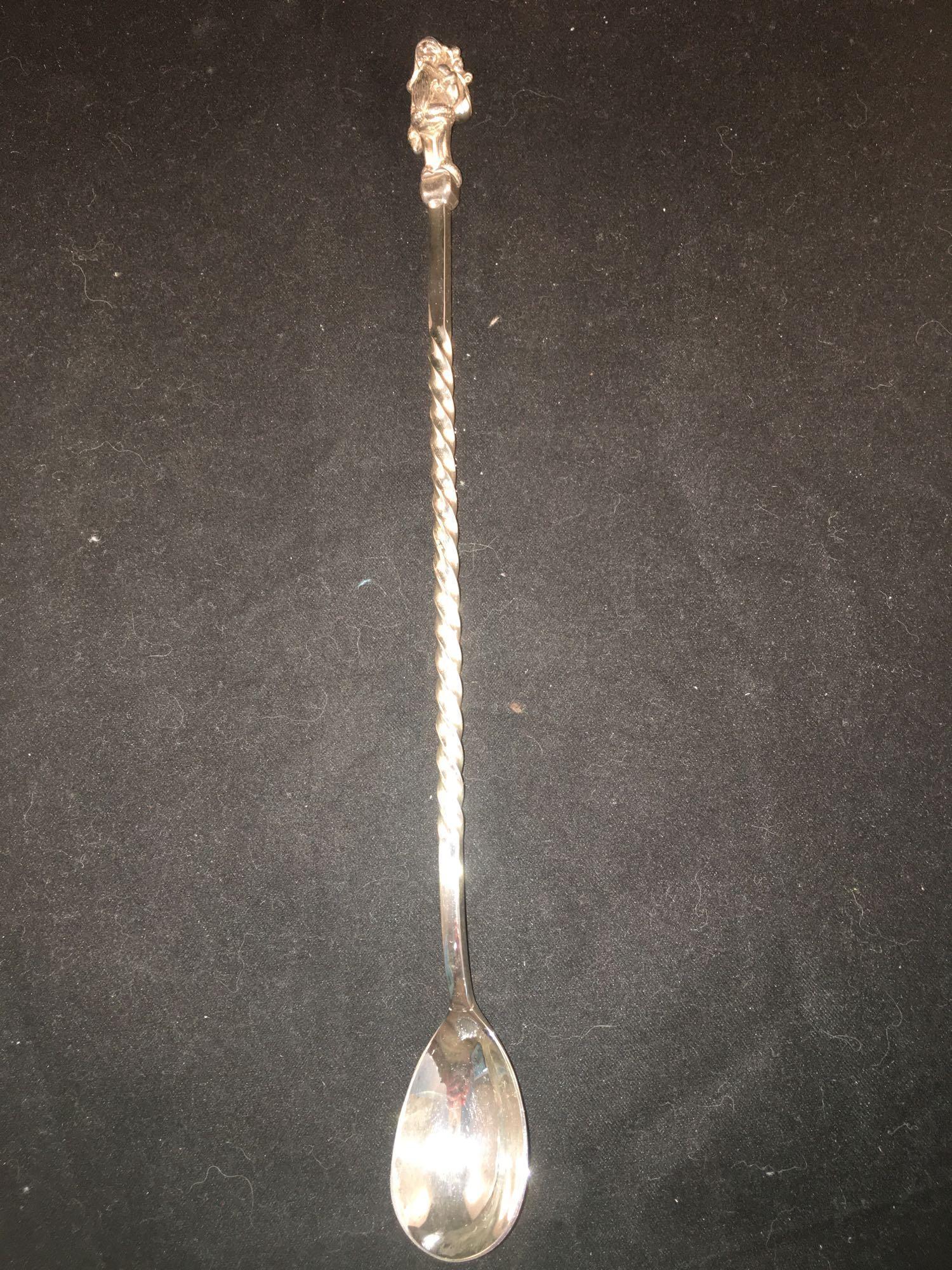 Silver Serving Spoon and Santa Cocktail Spoon