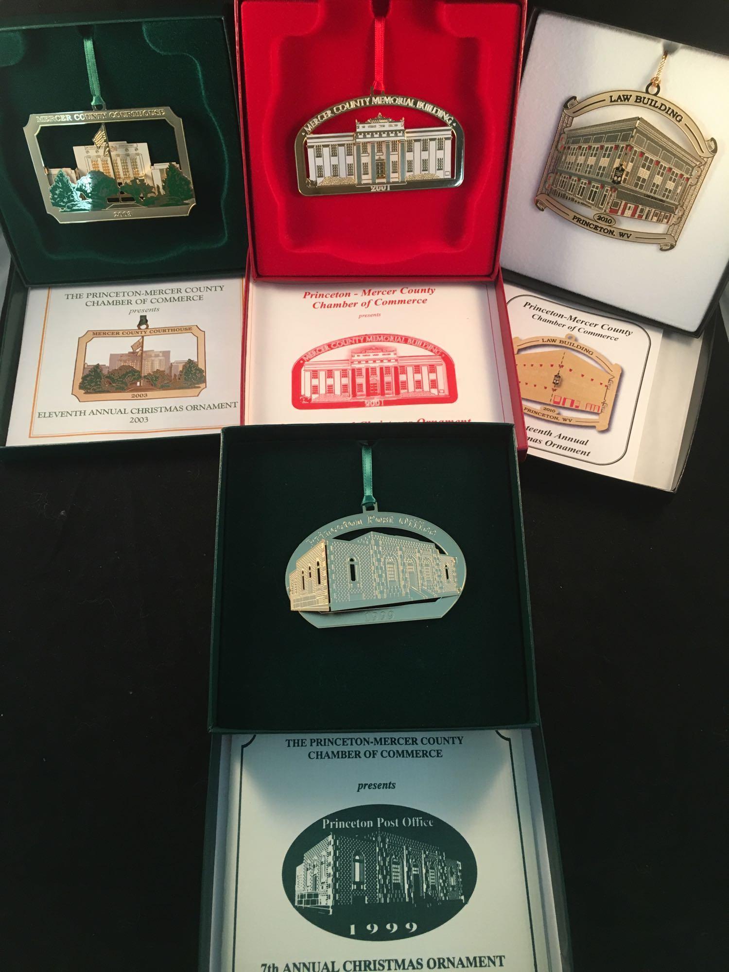 Holiday Collector Princeton Ornaments - Mercer Co Courthouse; Mecer Co Memorial Building; Law